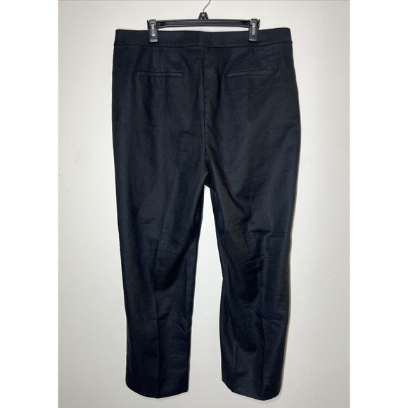 J Crew Kate Pants Womens 16 Black Straight Leg Pant Stretch Linen Blend Lined - Picture 2 of 10